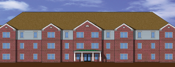 Graphic of three story apartment building